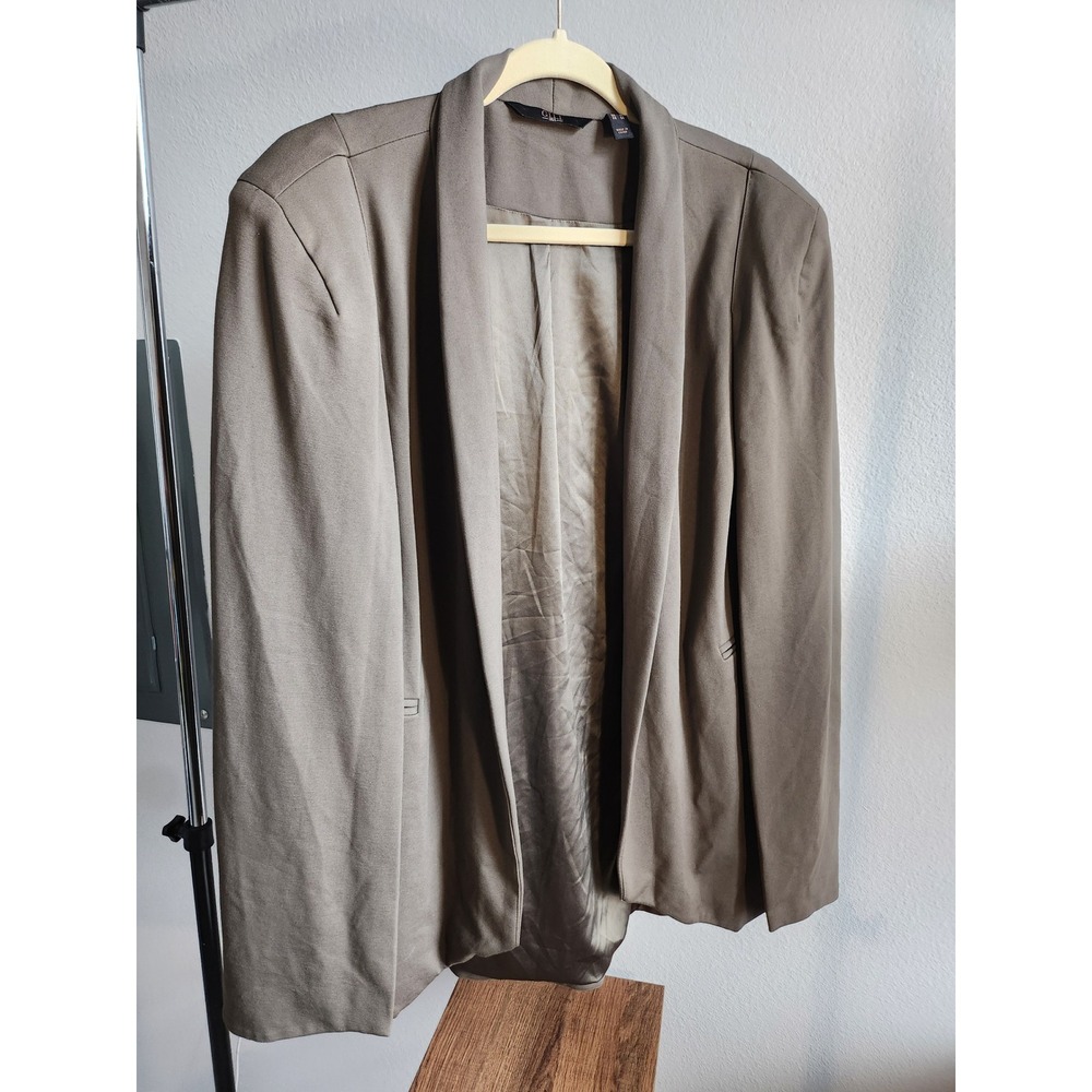 GILI Womens Blazer Jacket Taupe Open Front Shawl Collar Plus Size 22W
